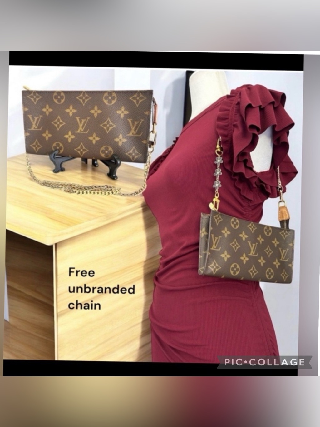Vintage Louis Vuitton Monogram Women’s Bucket Pouch Gm Brown, Beige Authentic